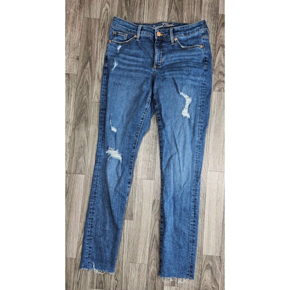 (3/$35) Universal Thread Size 6/28 R Mid Rise Skinny Distressed Denim Blue Jeans